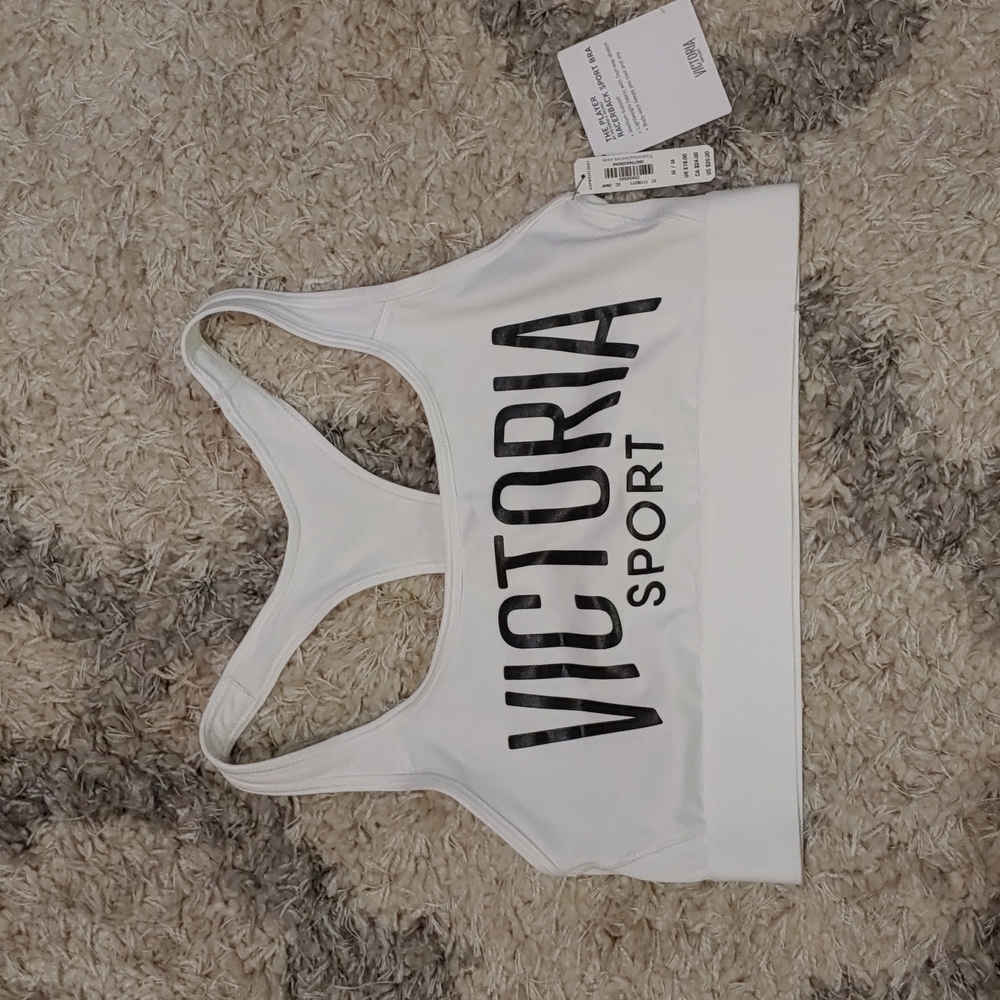 Victoria's Secret, Medium, White, Racerback Sports Bra